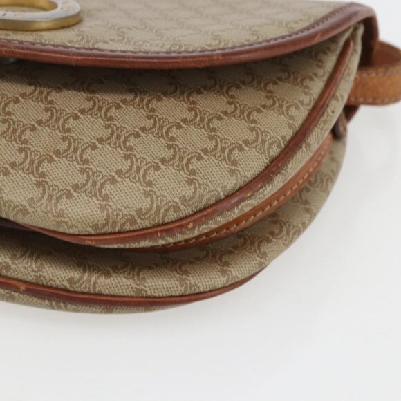 Authentic CELINE Macadam Canvas Shoulder Bag PVC Beige Gold - Picture 2 of 16